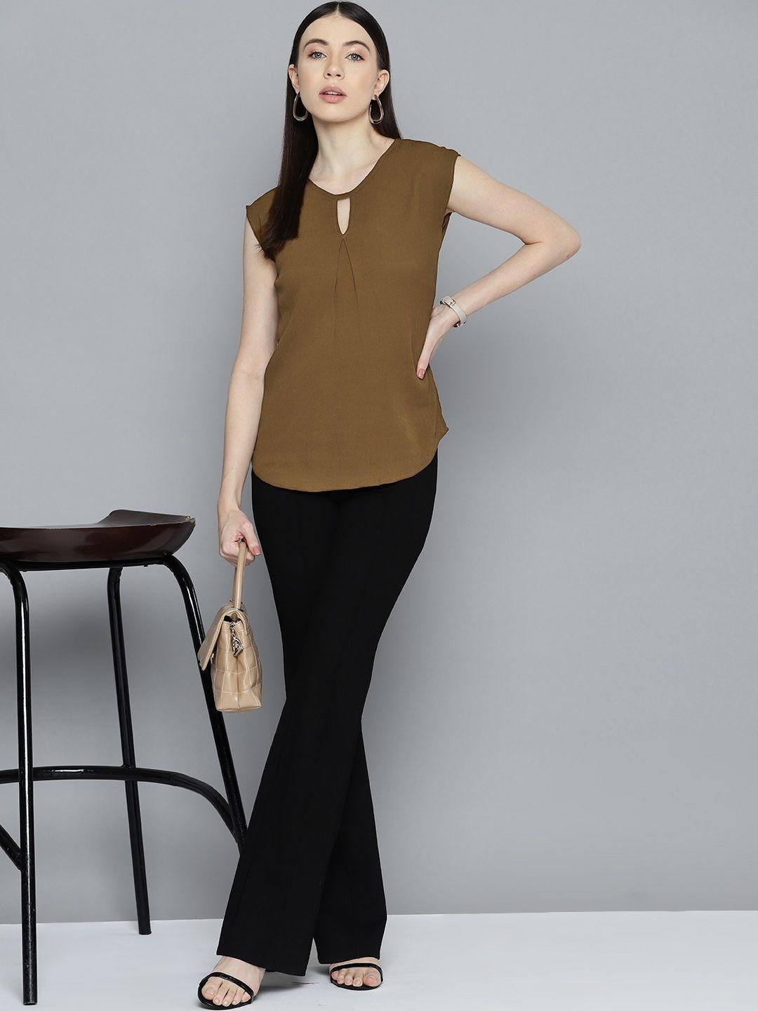 chemistry keyhole neck extended sleeves crepe top