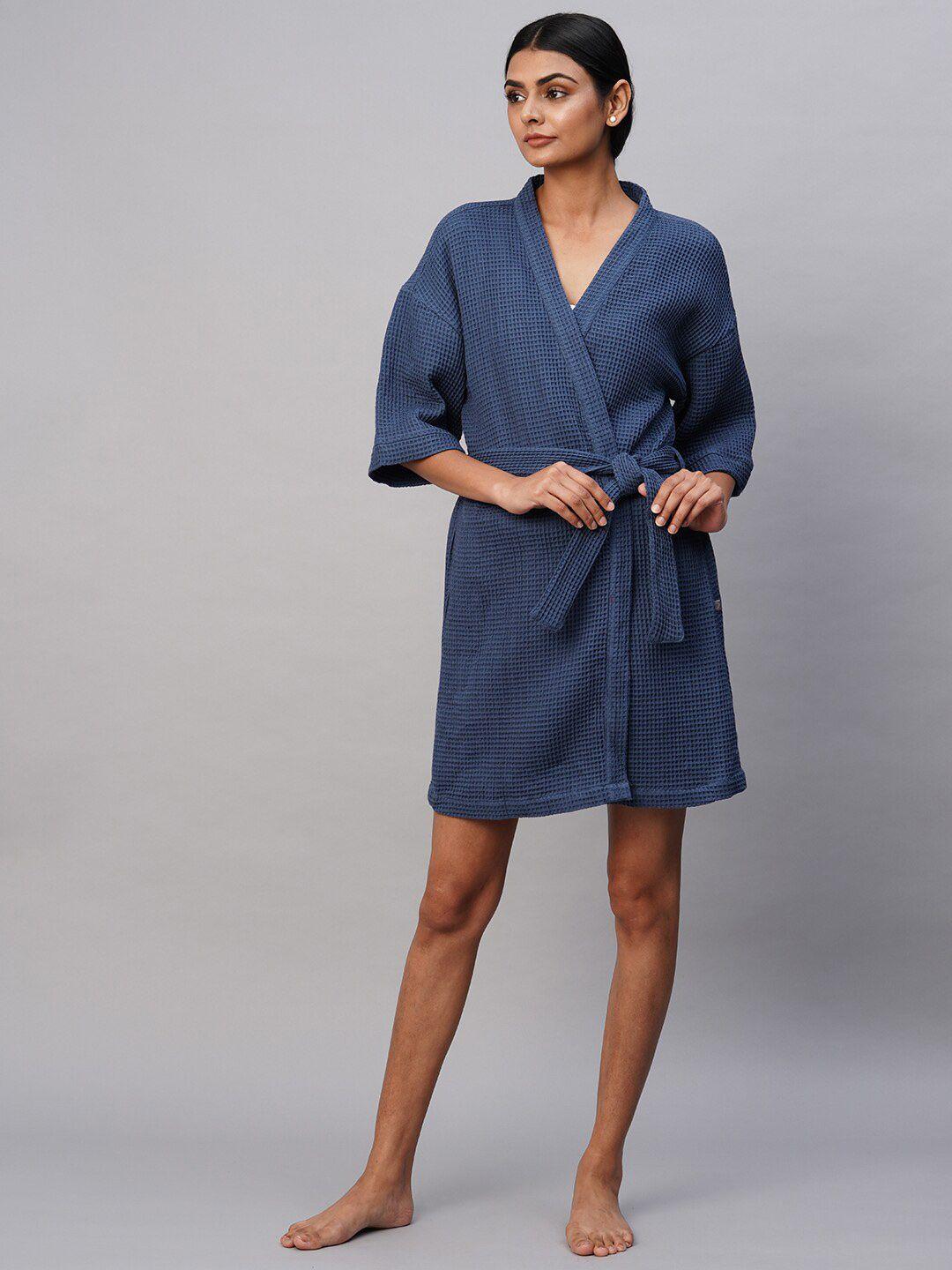 chemistry longline belted open front pure cotton bath robe