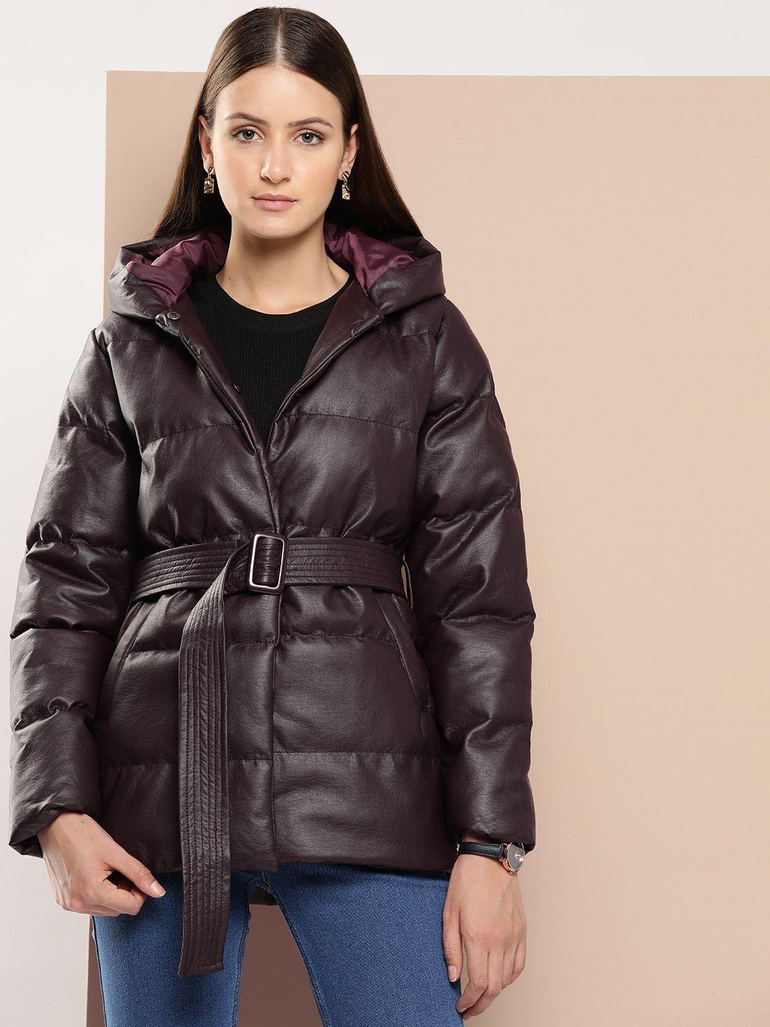 chemistry longline padded jacket with belt