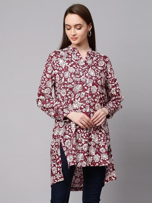 chemistry maroon floral print kurta