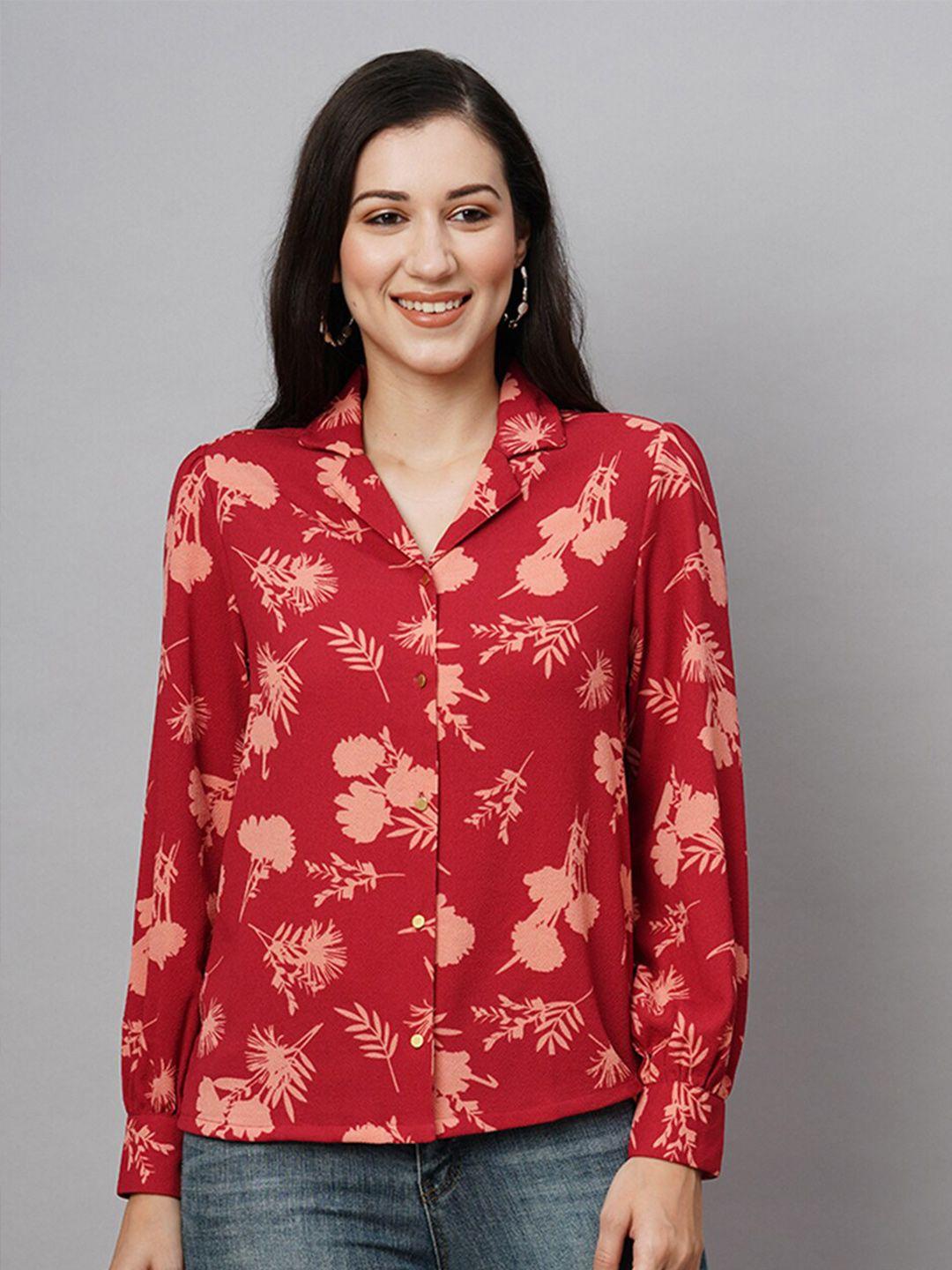 chemistry maroon floral print shirt style top