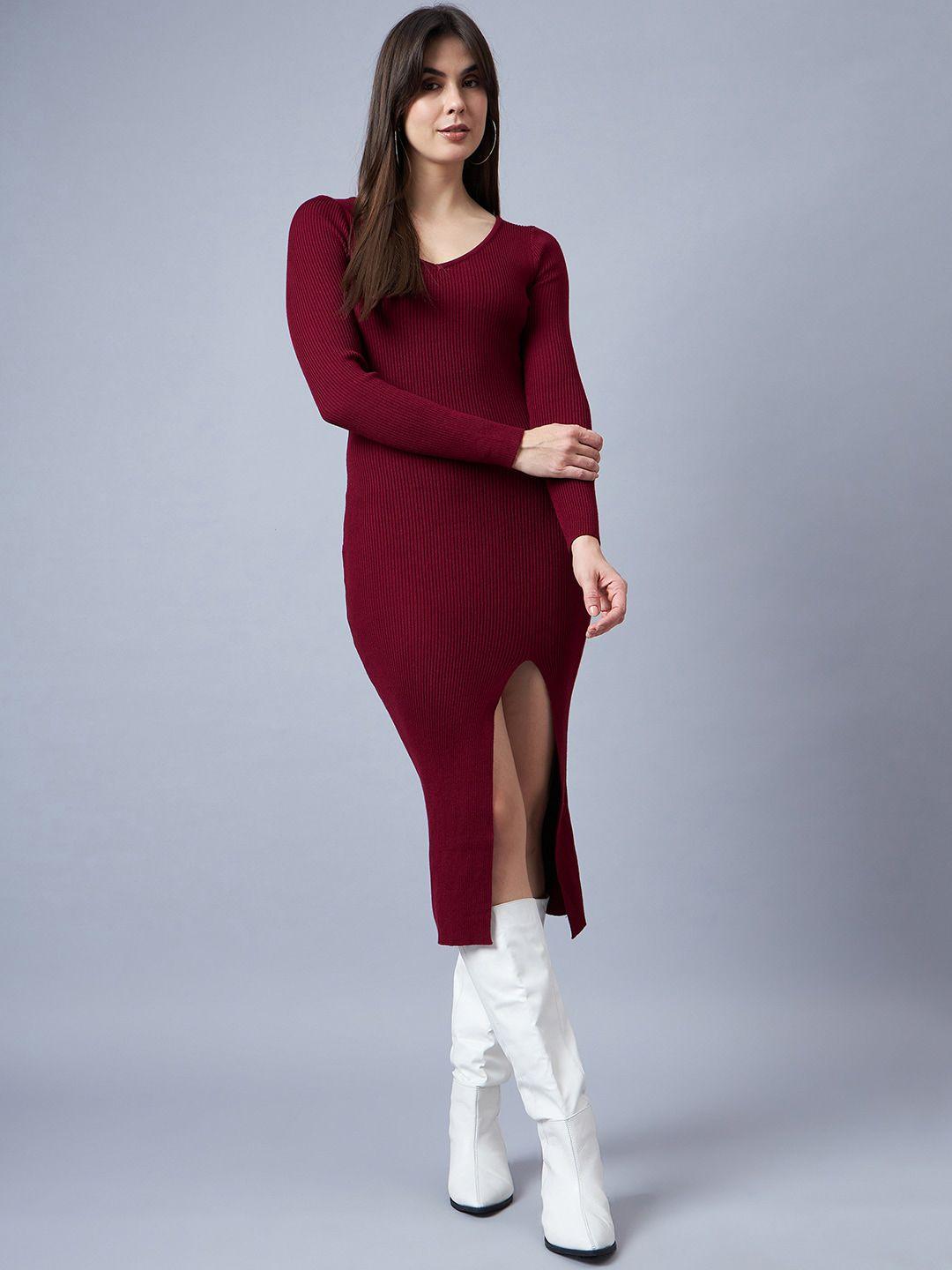 chemistry maroon woollen dress