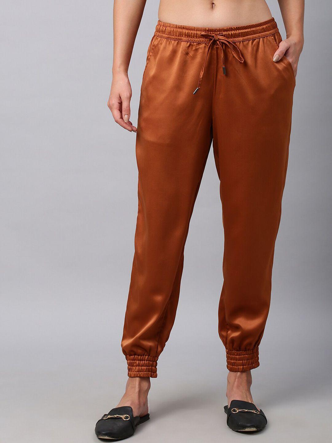 chemistry mid-rise satin elasticated satin cropped joggers
