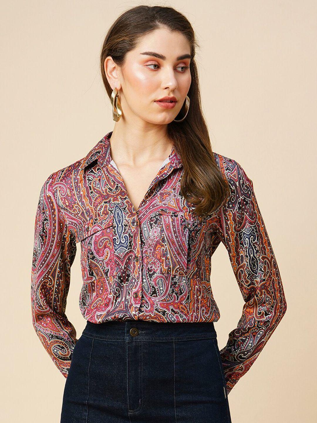 chemistry paisley printed shirt style top