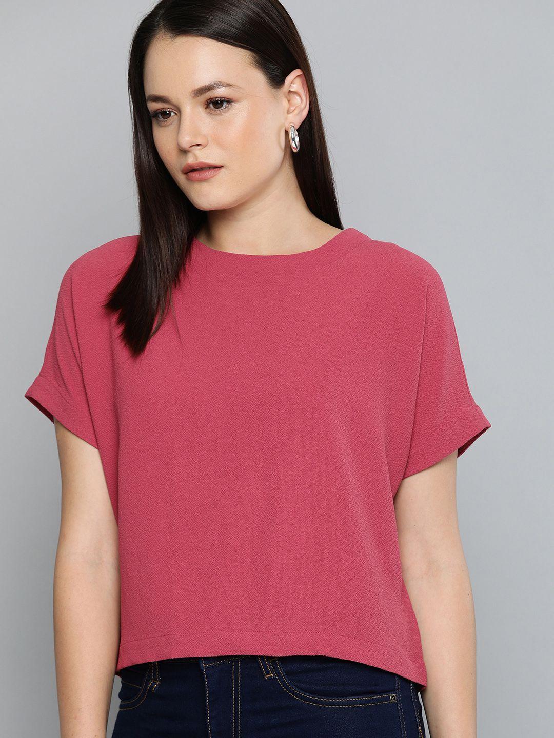 chemistry pink top with extended sleeves
