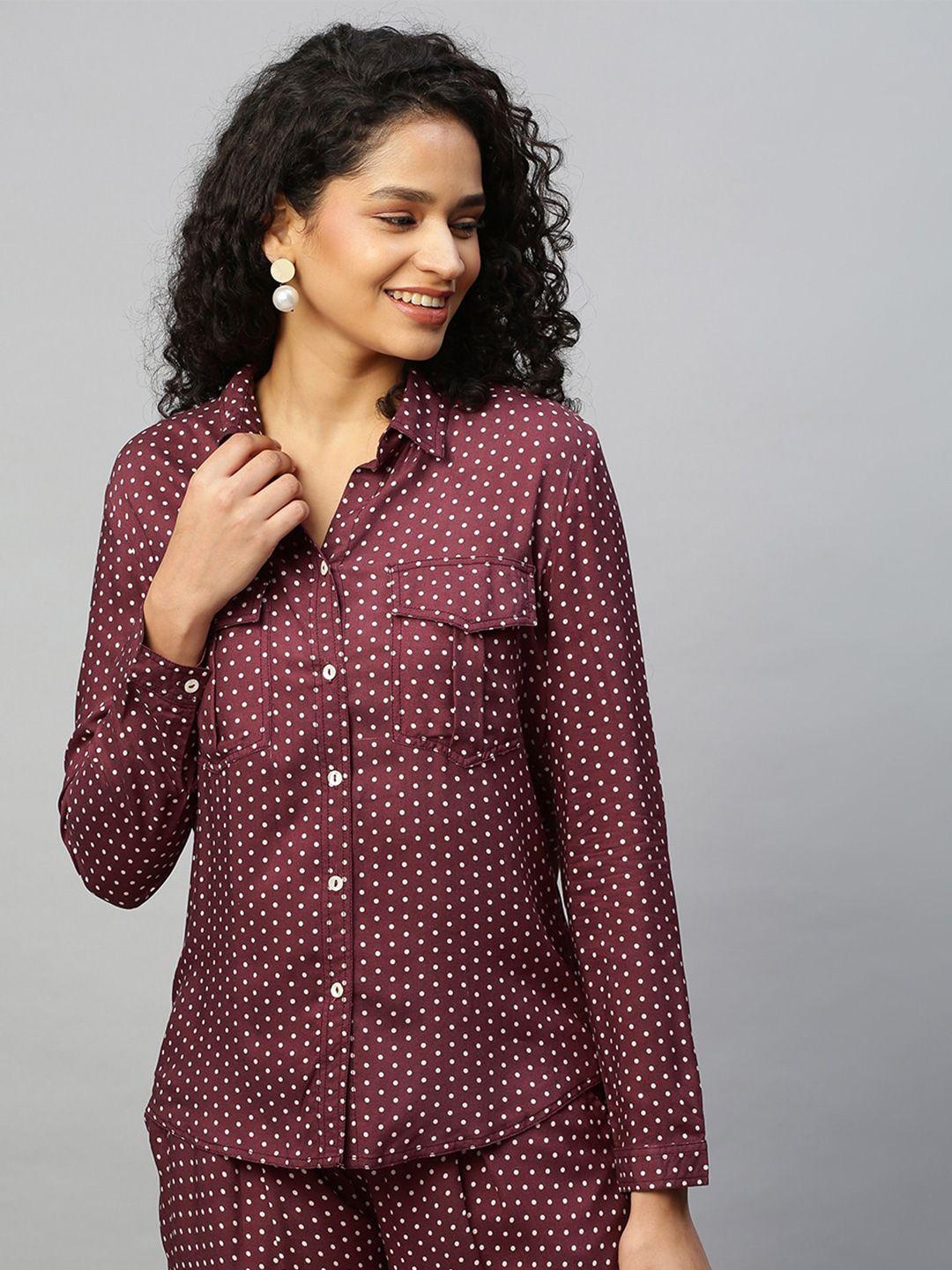 chemistry polka dot printed slim fit shirt