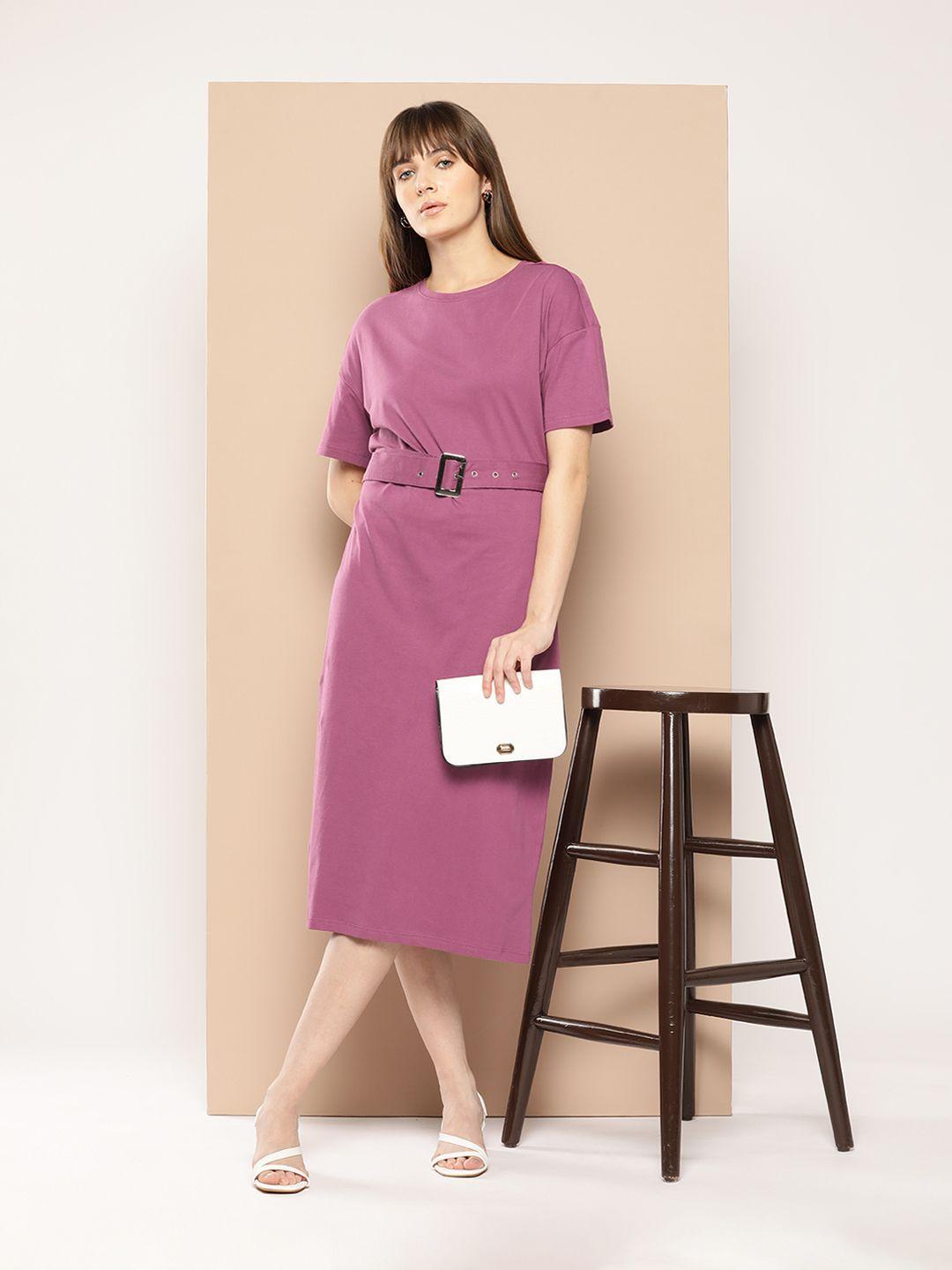 chemistry pure cotton a-line midi dress with belt