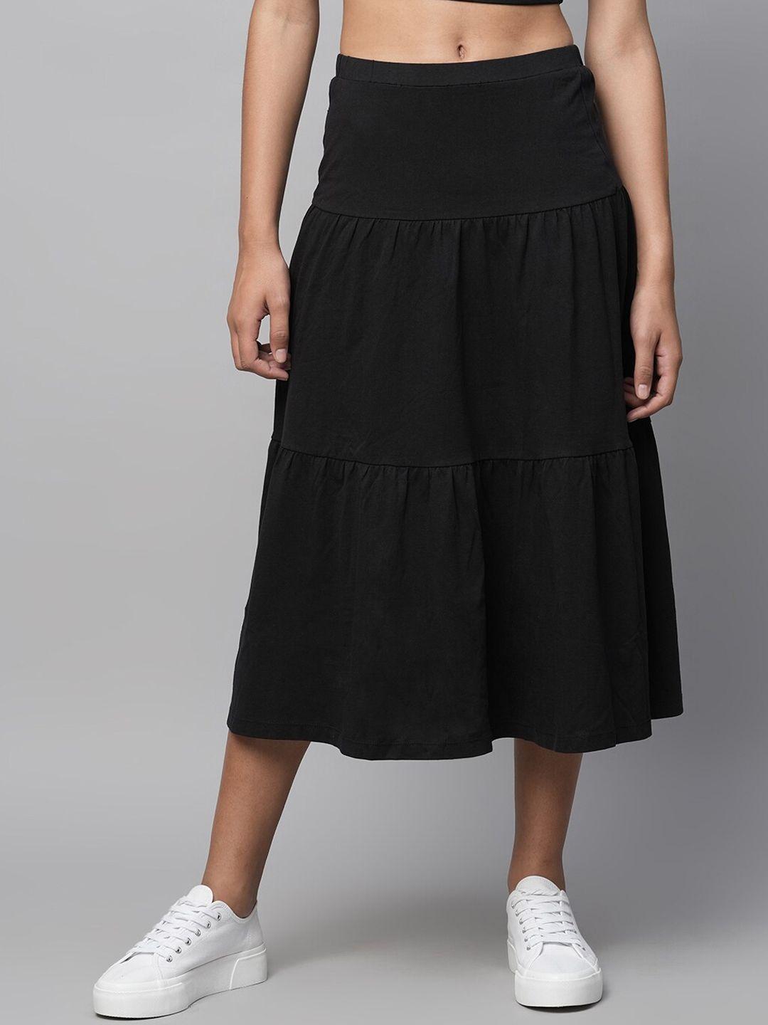 chemistry pure cotton a-line tiered midi skirt