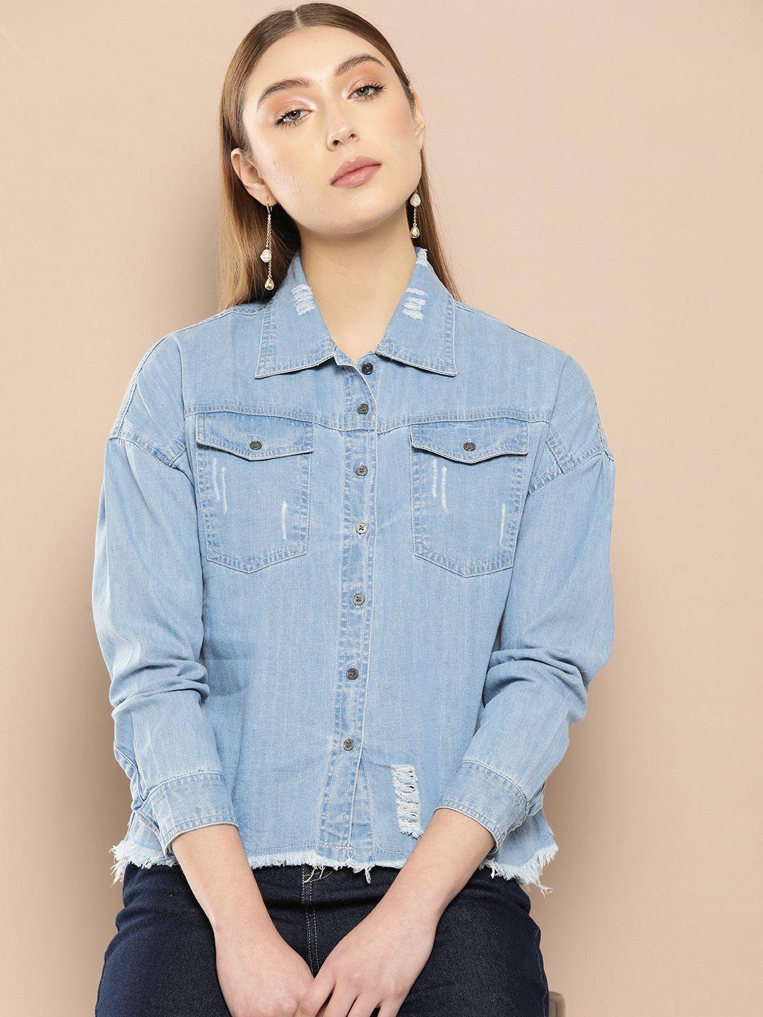 chemistry pure cotton casual denim shirt