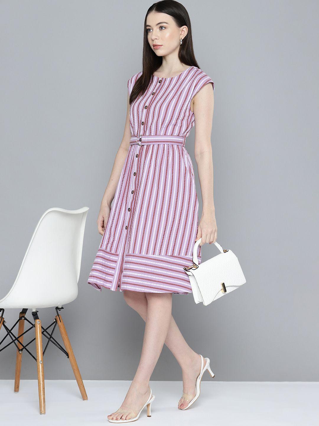 chemistry pure cotton striped a-line dress