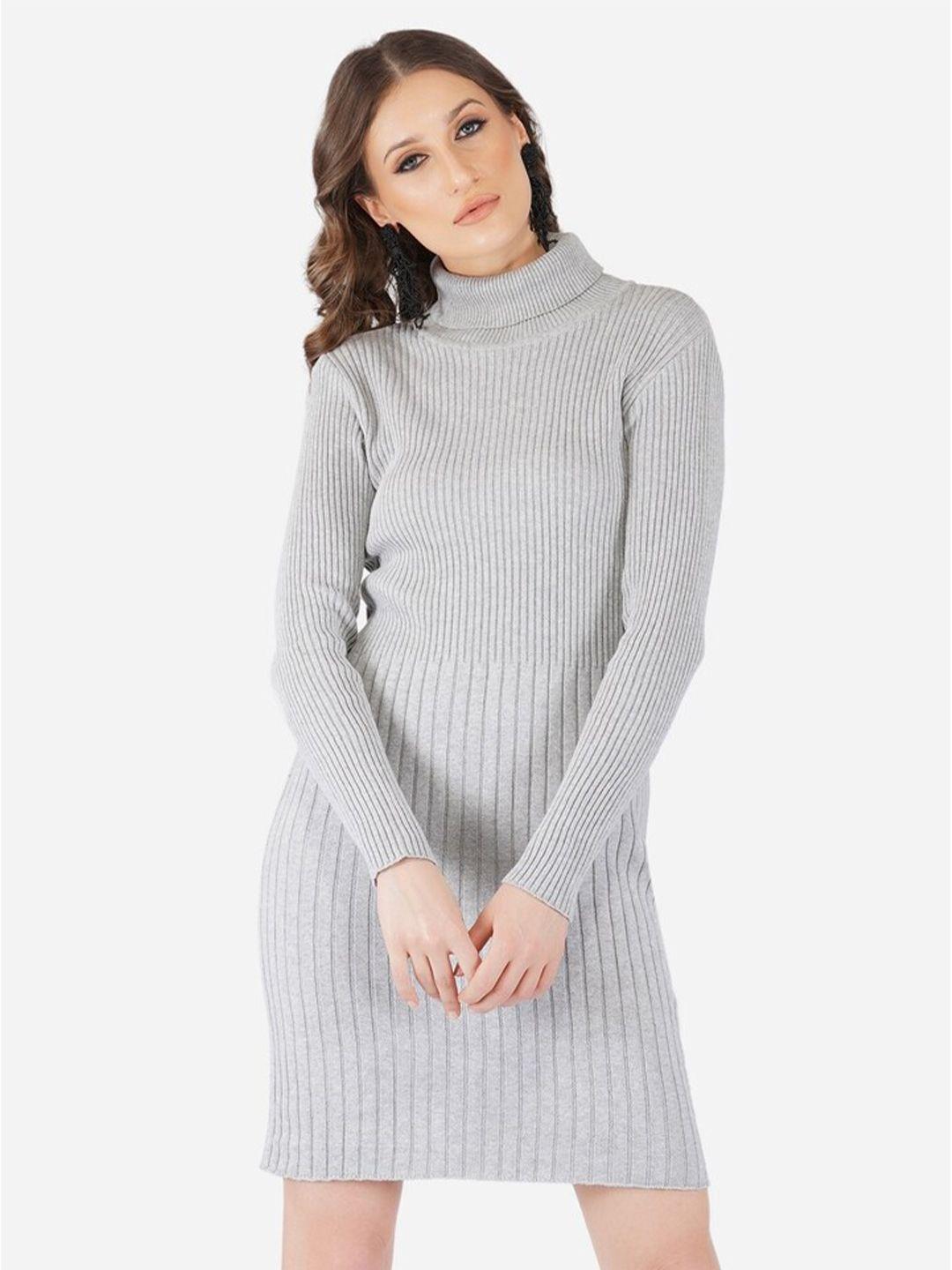 chemistry self design turtle neck cotton jumper dress