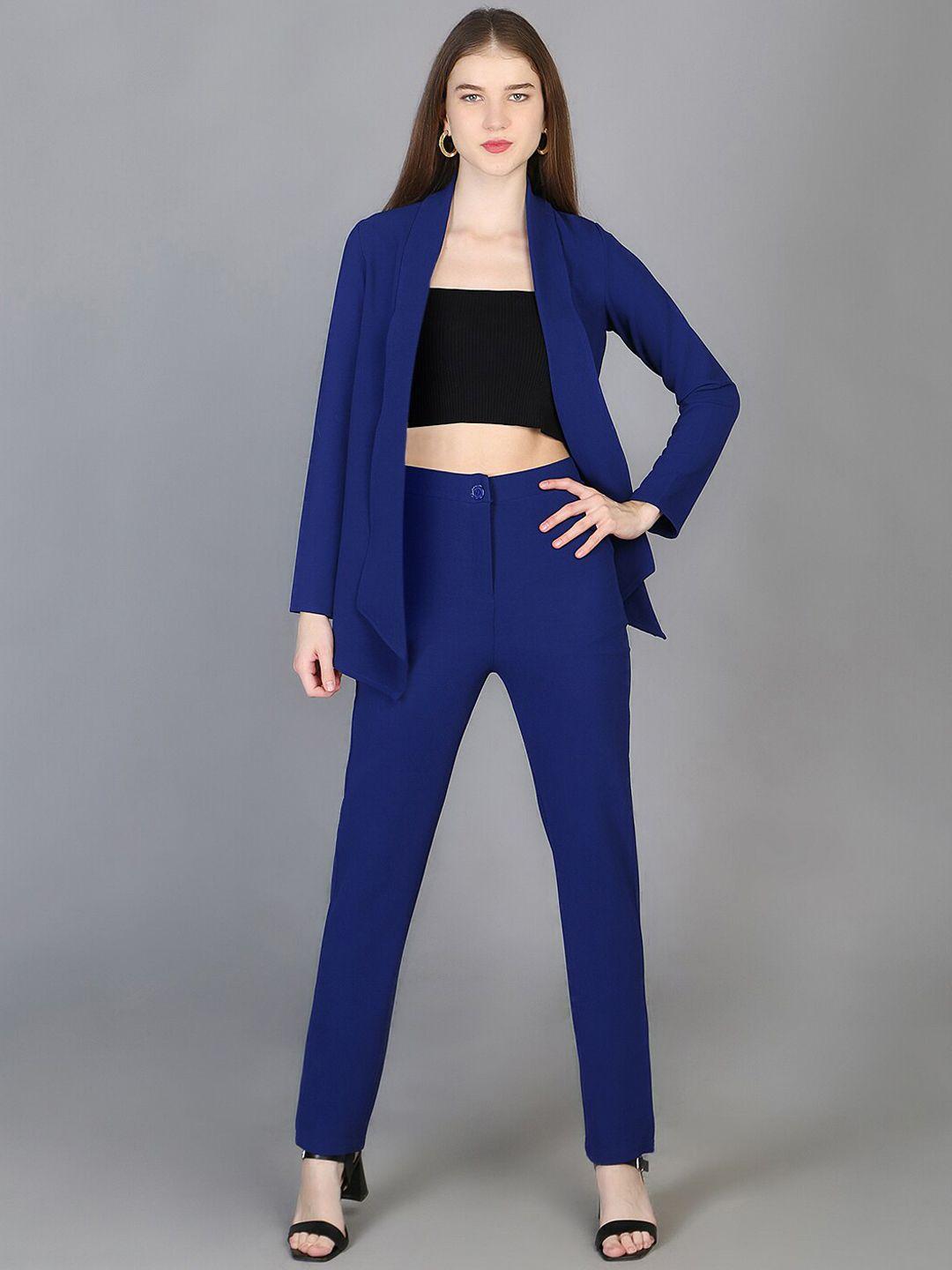 chemistry shawl collar crop top with flared trouser & shrug co-ords