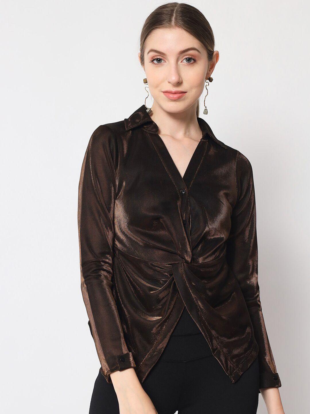 chemistry shimmer twisted shirt style top