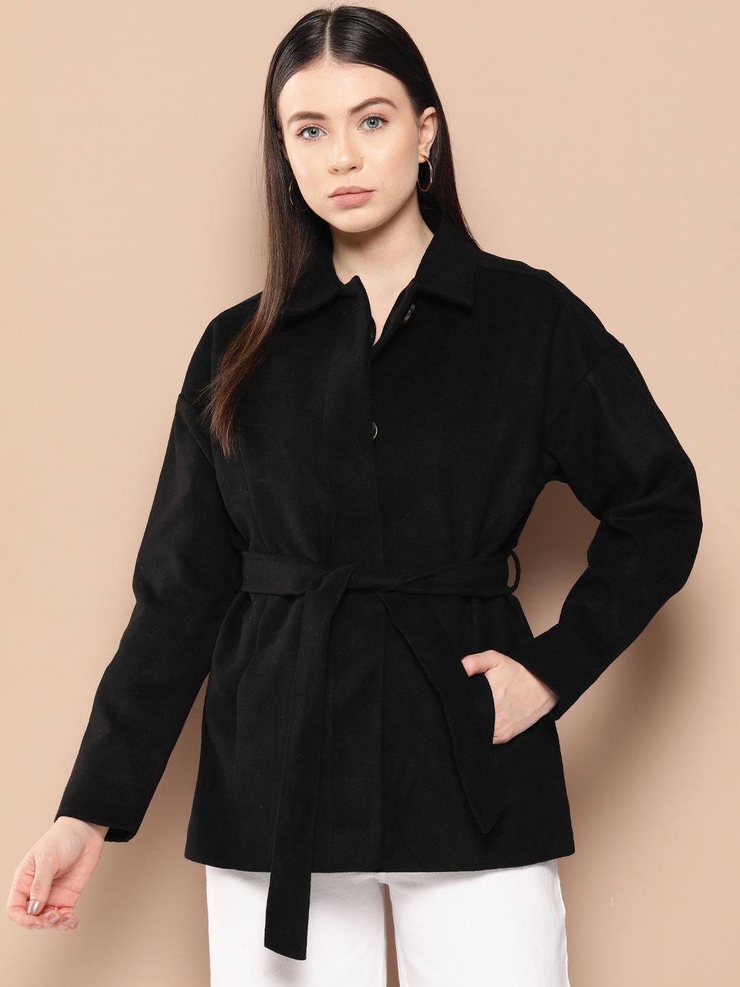 chemistry solid regular length overcoat with belt