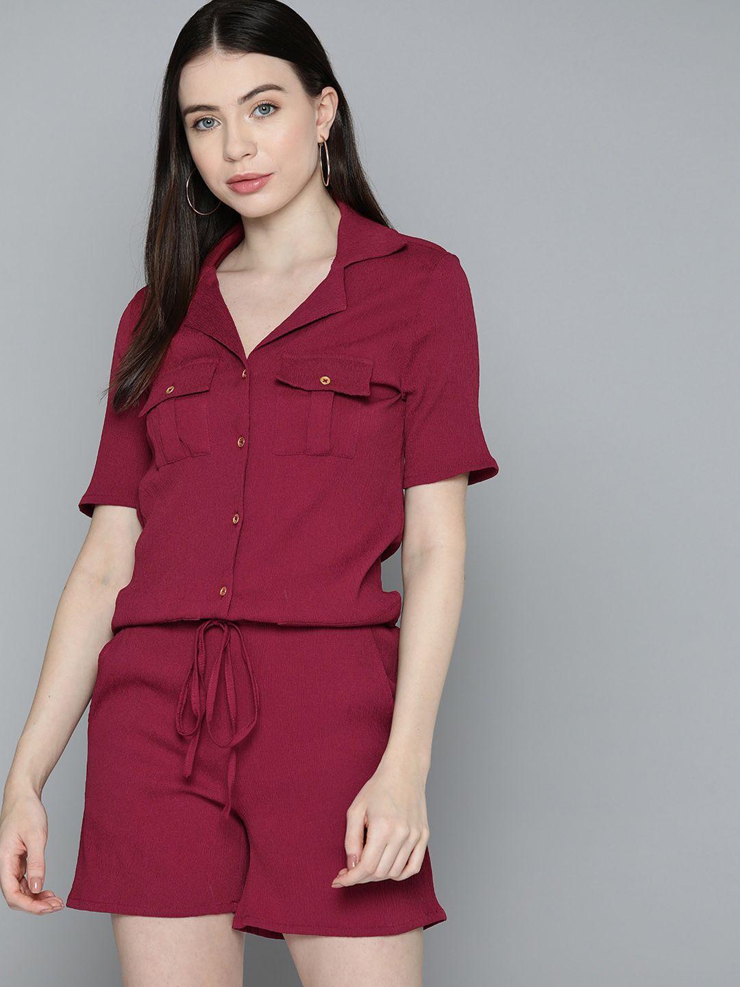 chemistry solid waist tie-ups capri jumpsuit