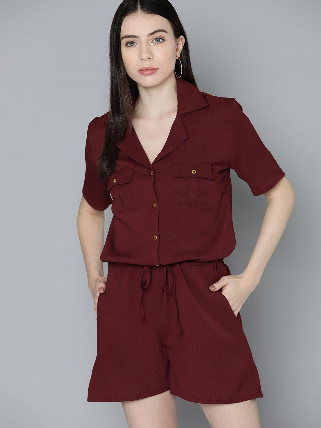 chemistry solid waist tie-ups capri jumpsuit