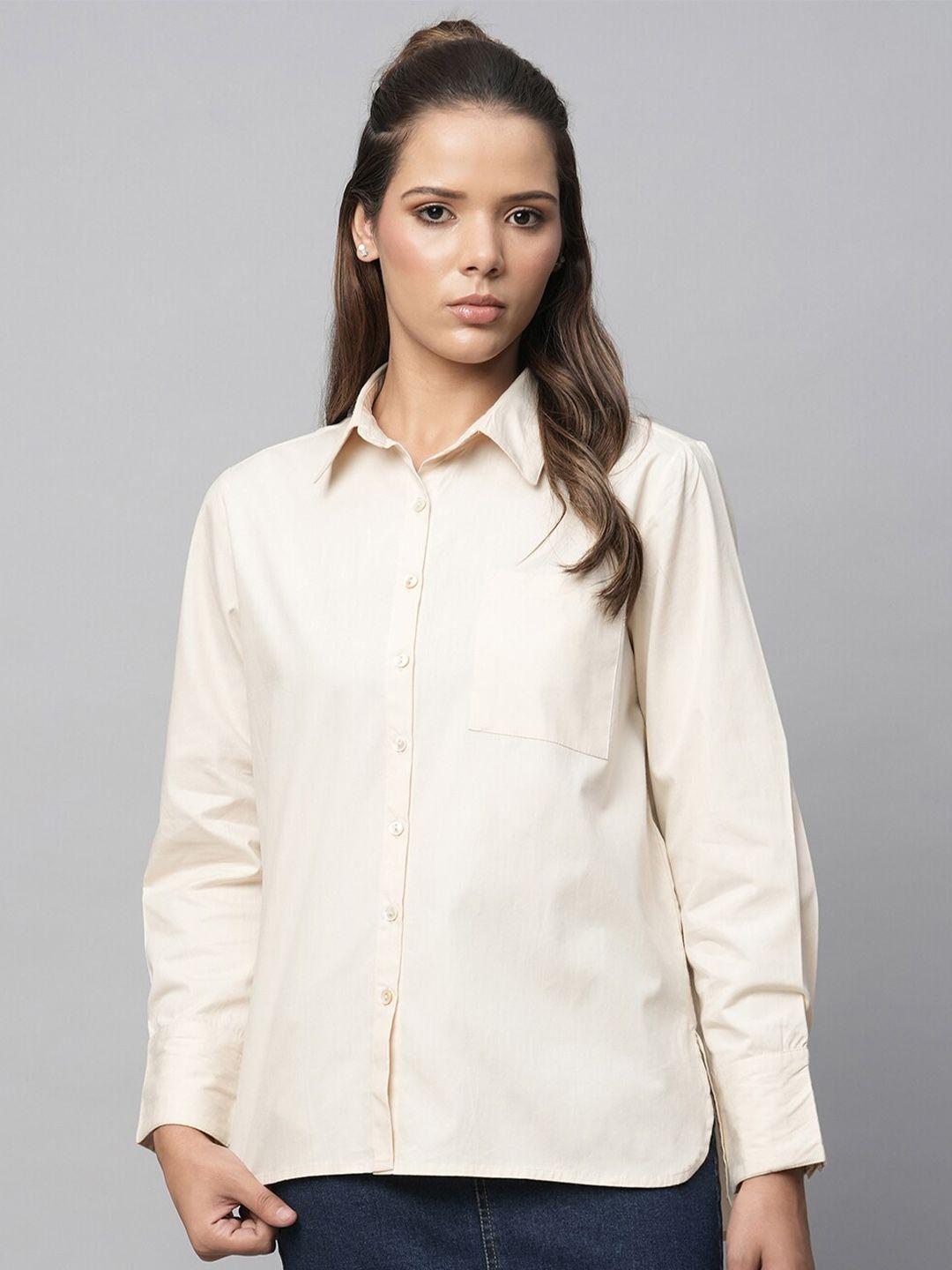 chemistry spread collar cotton casual shirt