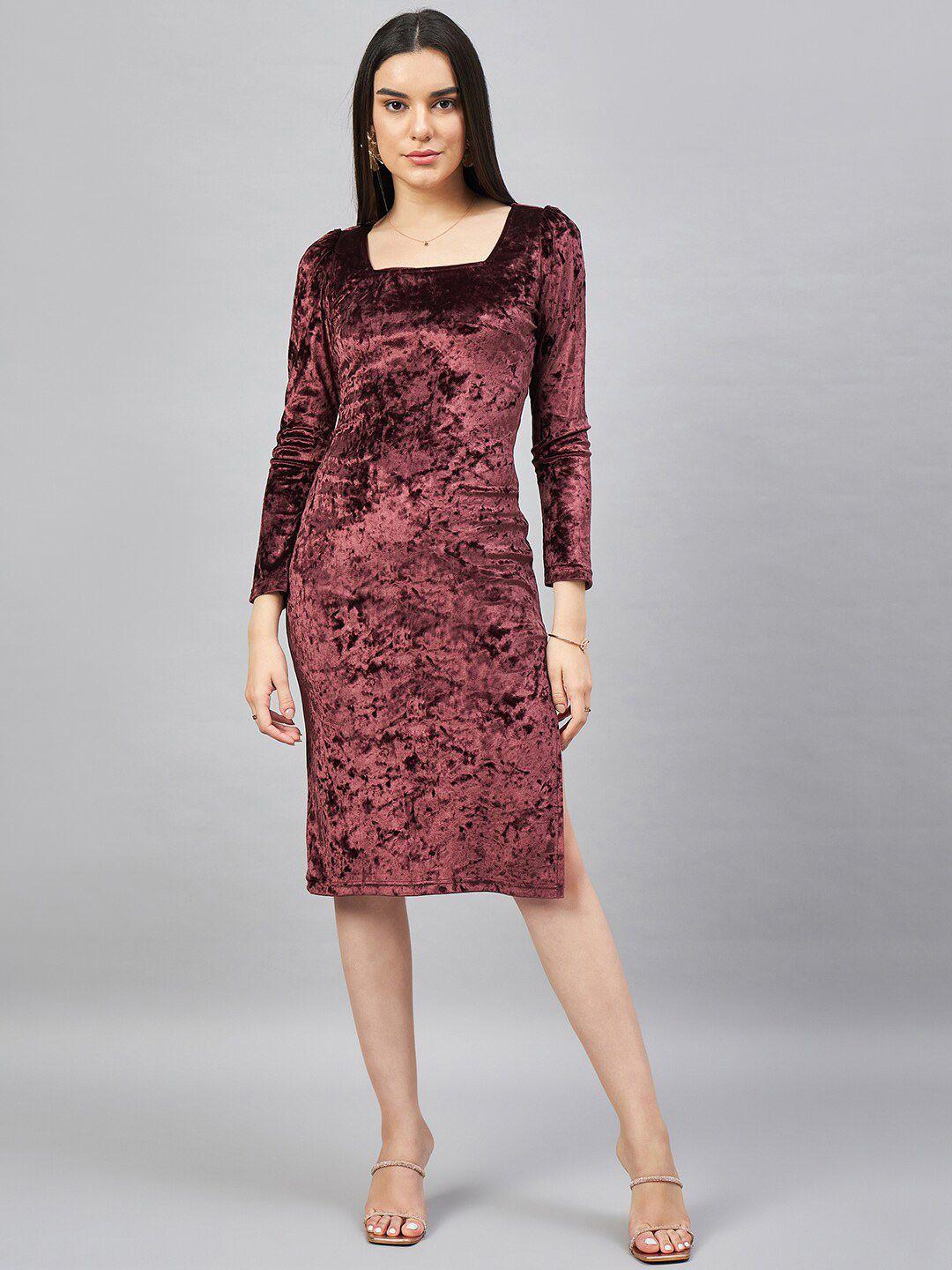 chemistry square neck velvet sheath dress