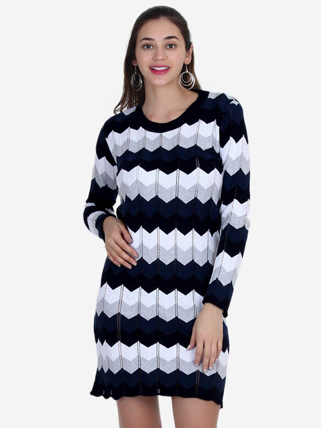 chemistry striped cotton long sleeves cotton sheath dress