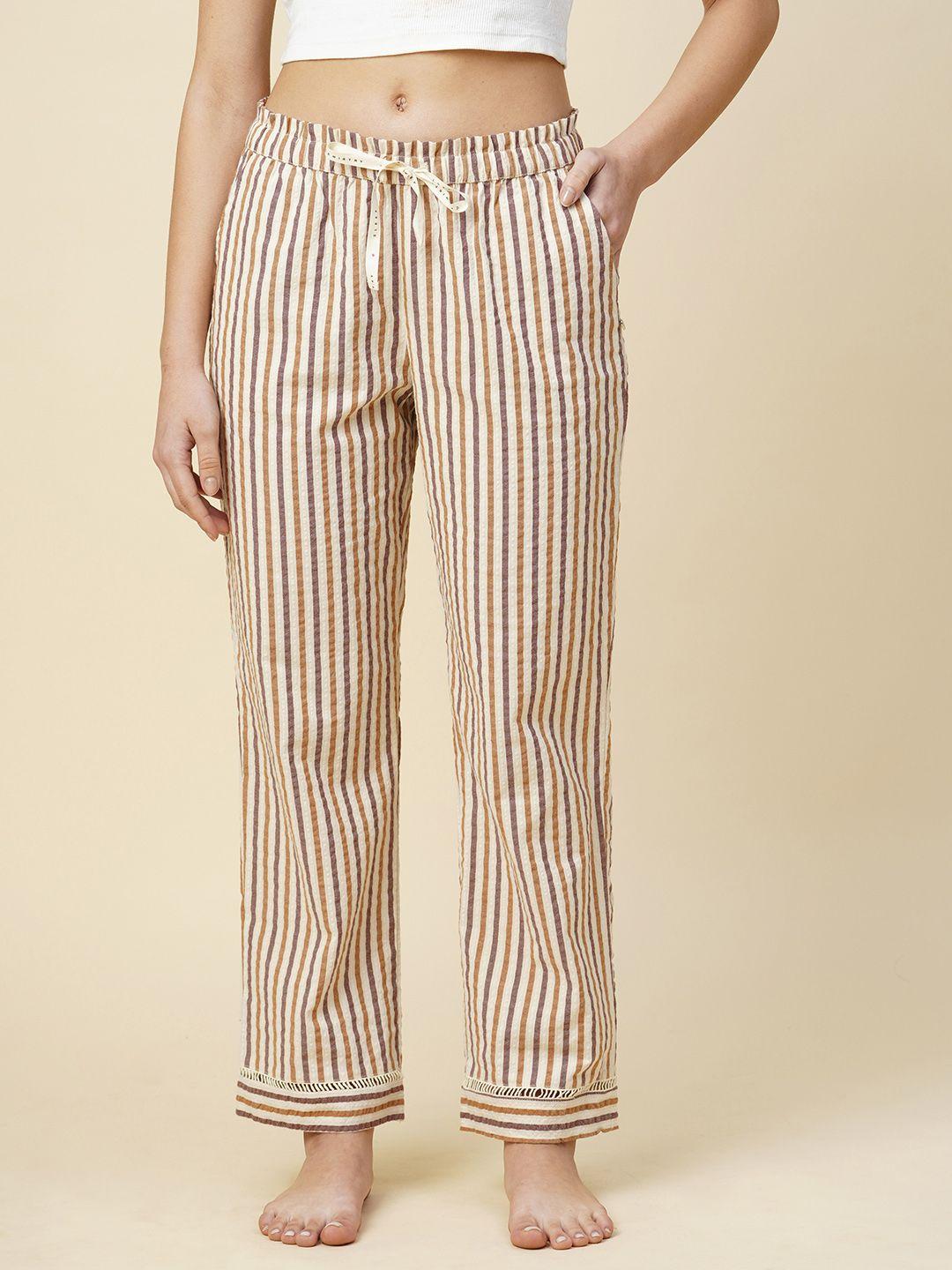 chemistry striped pure cotton straight-leg lounge pant