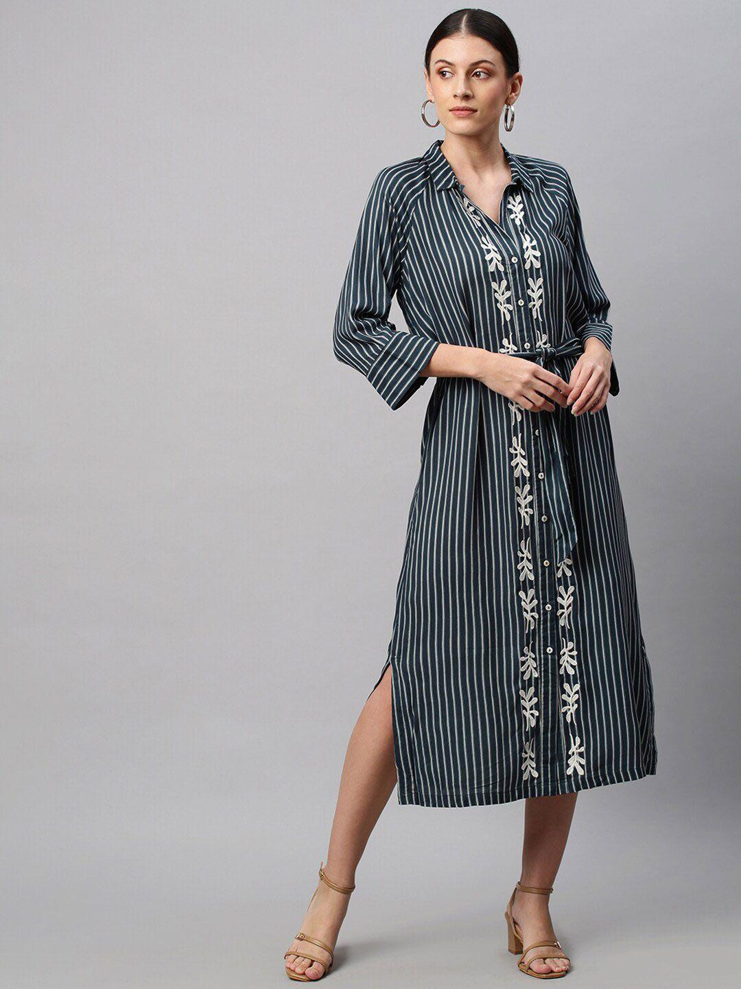 chemistry striped shirt midi dress