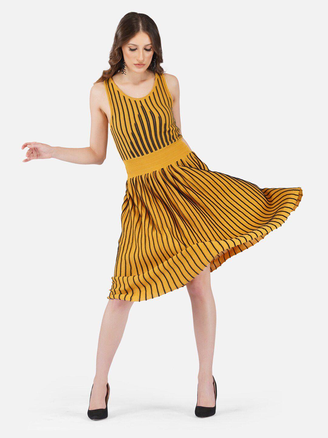 chemistry striped sleeveless smocked cotton fit & flare midi dress