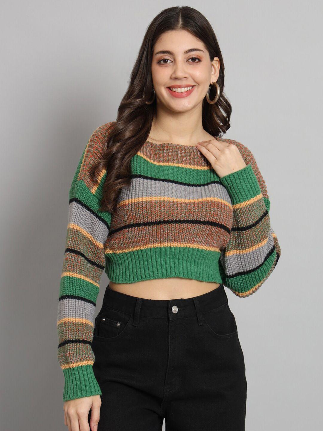 chemistry striped woollen pullover cropped sweater