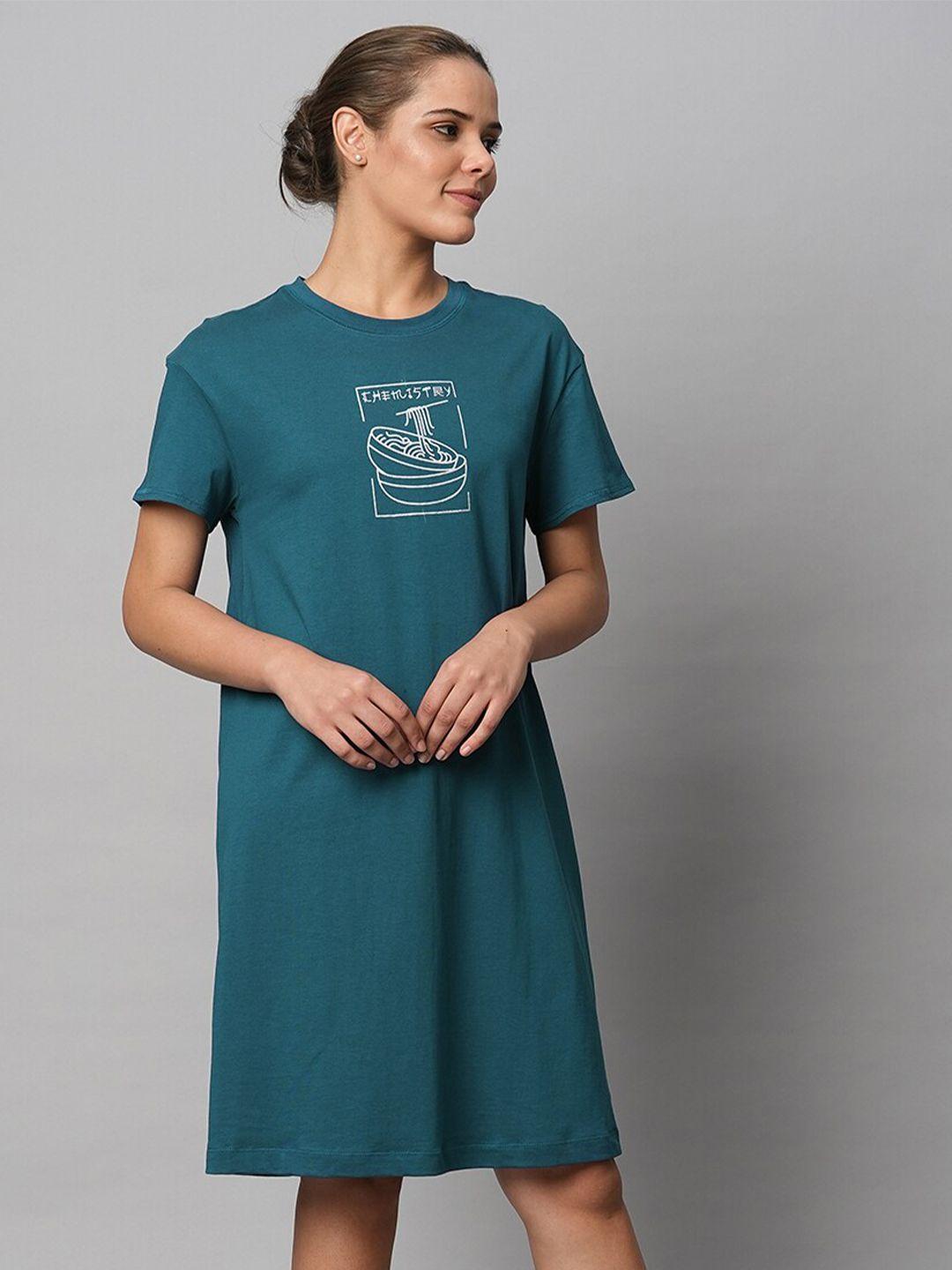 chemistry teal printed nightdress