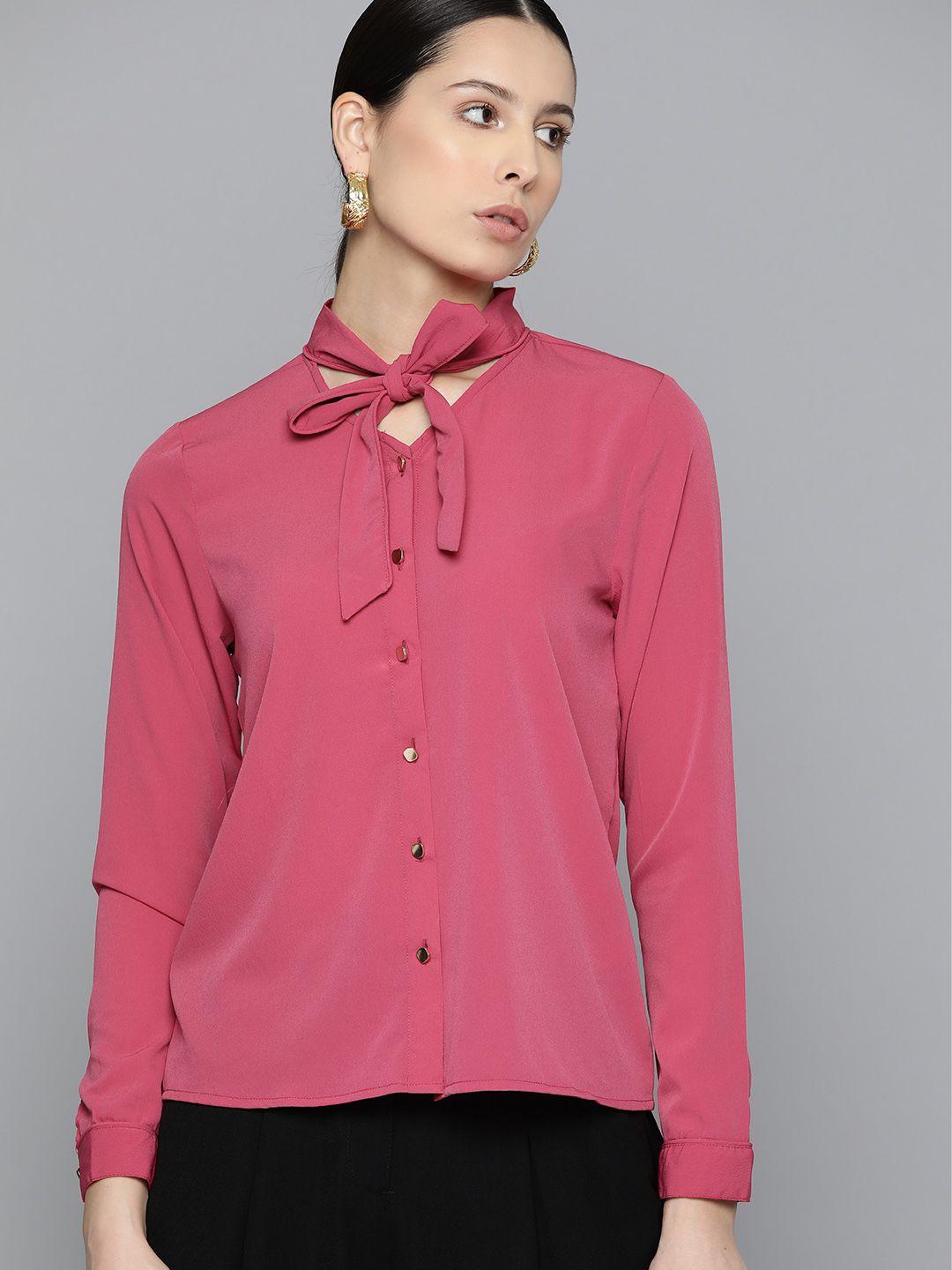 chemistry tie-up neck shirt style top