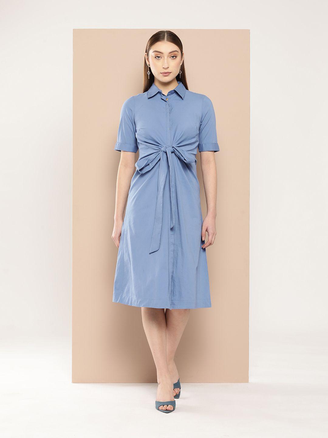 chemistry tie-up waist shirt midi dress