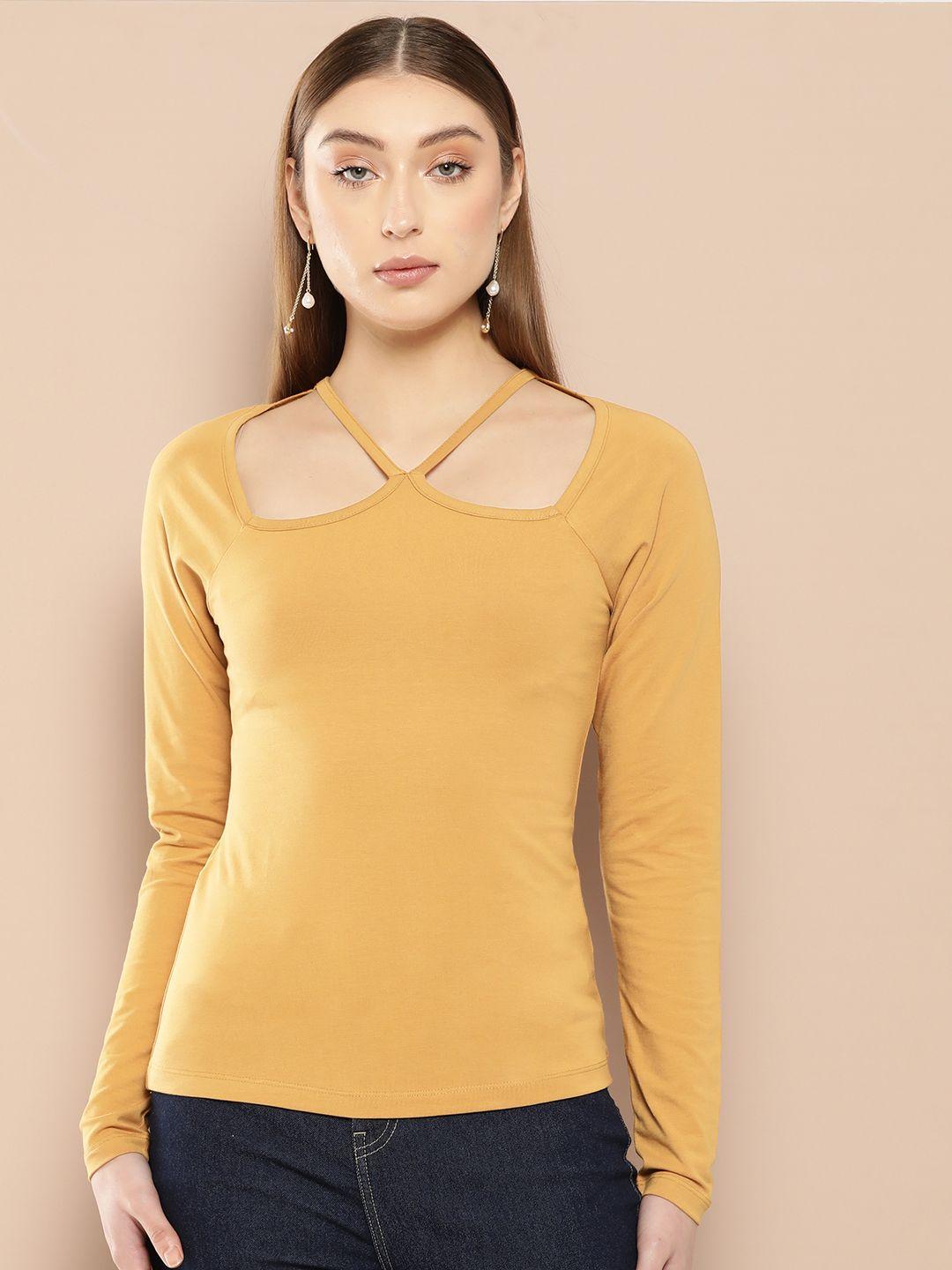 chemistry v-neck cut-out detail top