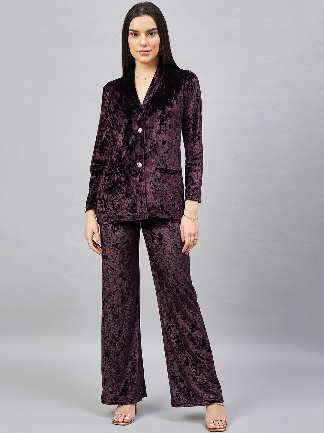 chemistry velvet blazer with flared palazzos