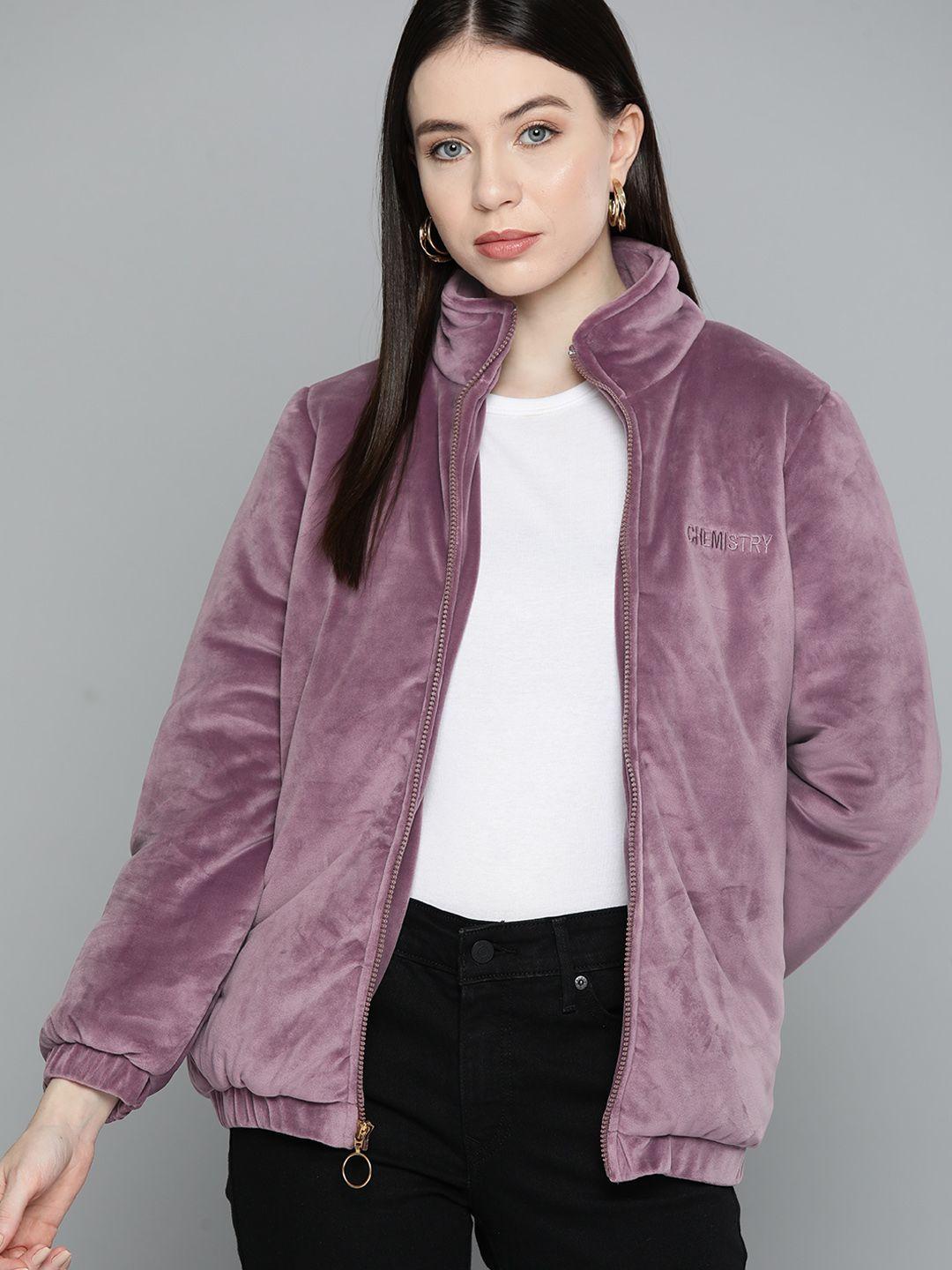 chemistry velvet finish padded jacket