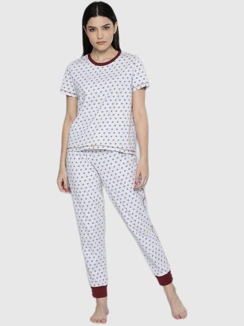 chemistry white floral print pajama set