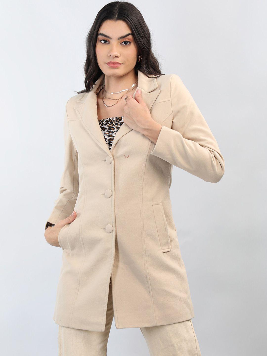 chemistry women beige woollen fashion jacket