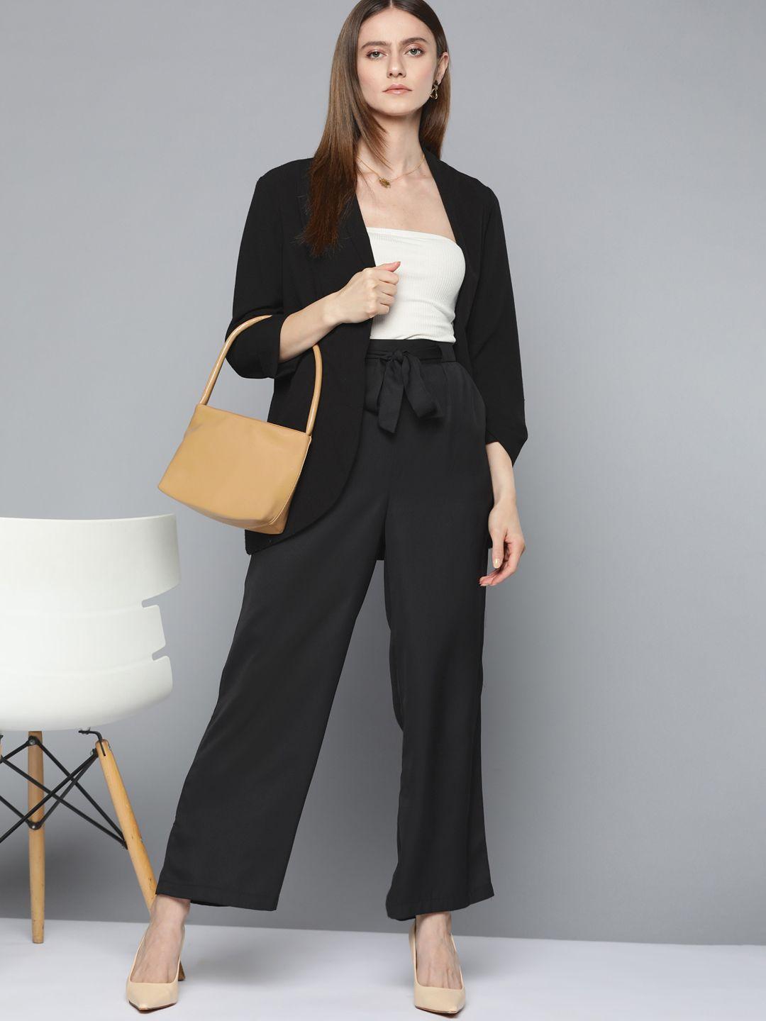 chemistry women black pleated trousers