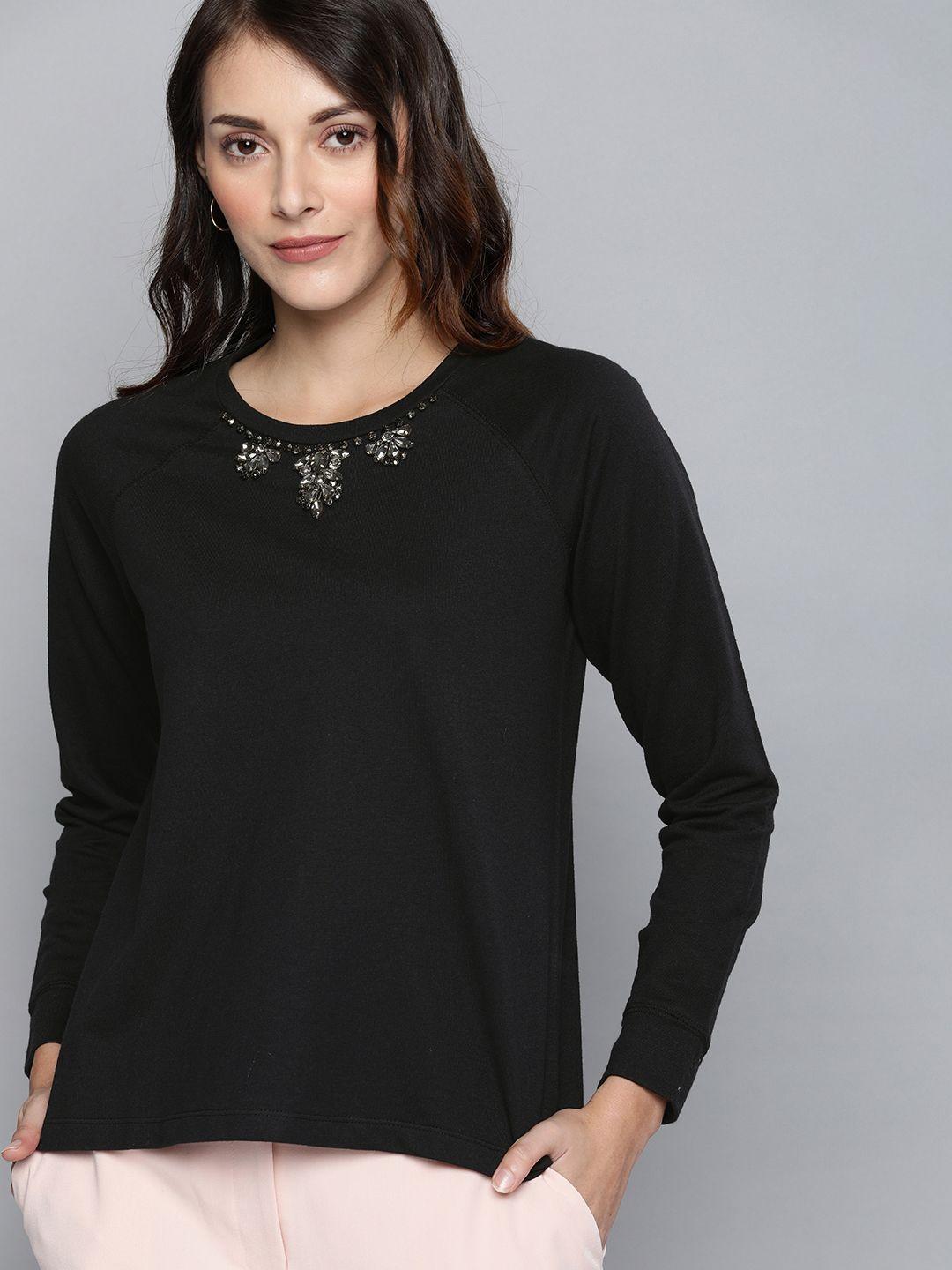 chemistry women black solid top