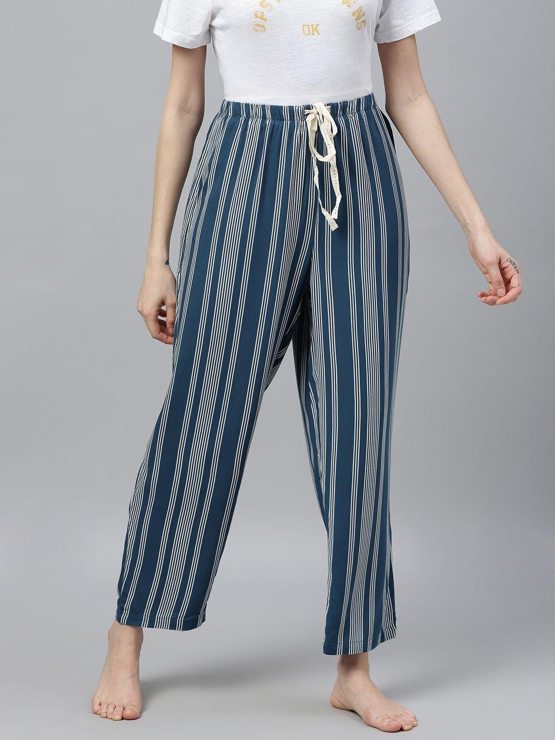 chemistry women blue & white striped lounge pants