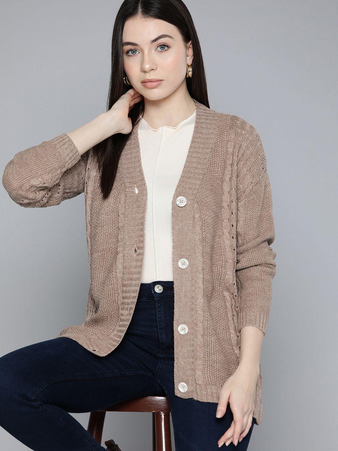 chemistry women cable knit longline cardigan