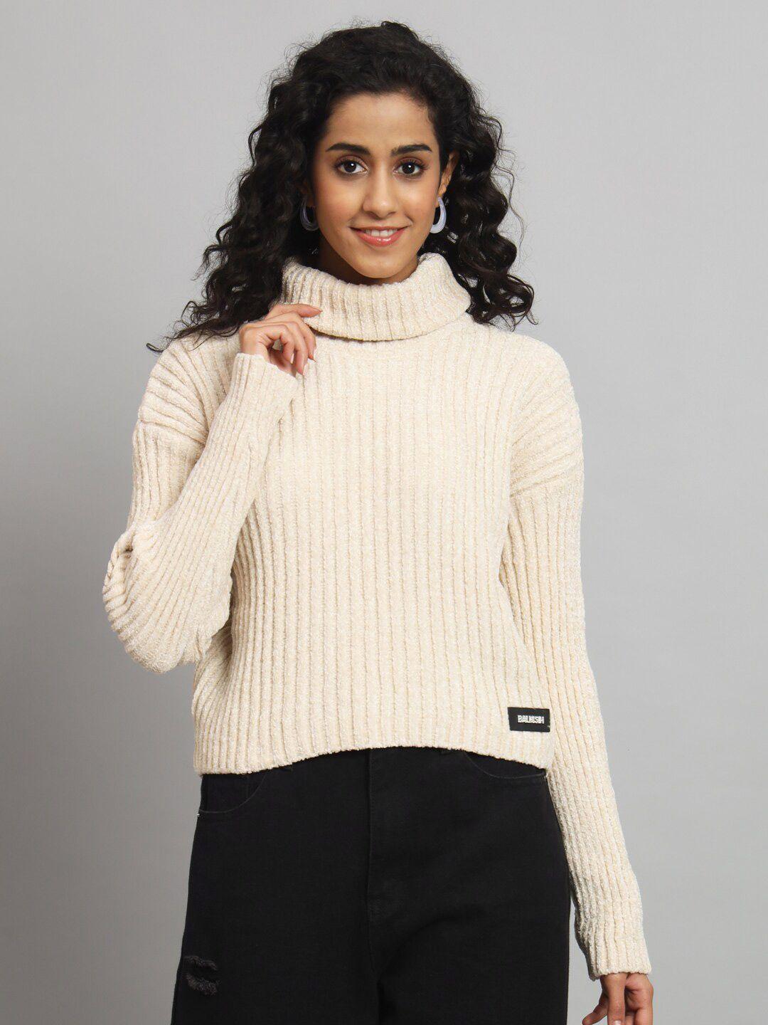 chemistry women cream-coloured woollen sweater vest