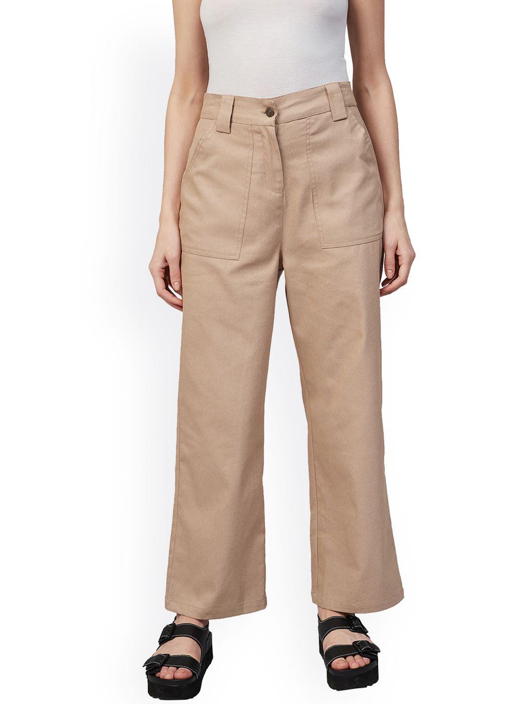 chemistry women flared high-rise cotton trousers