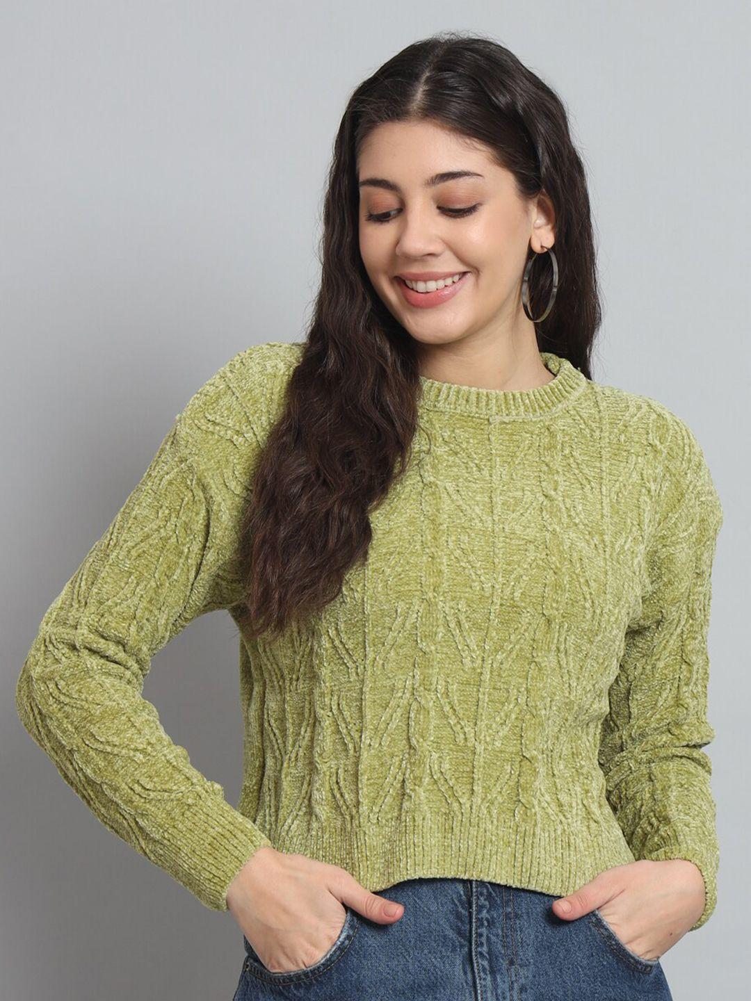 chemistry women green cable knit woollen sweater vest