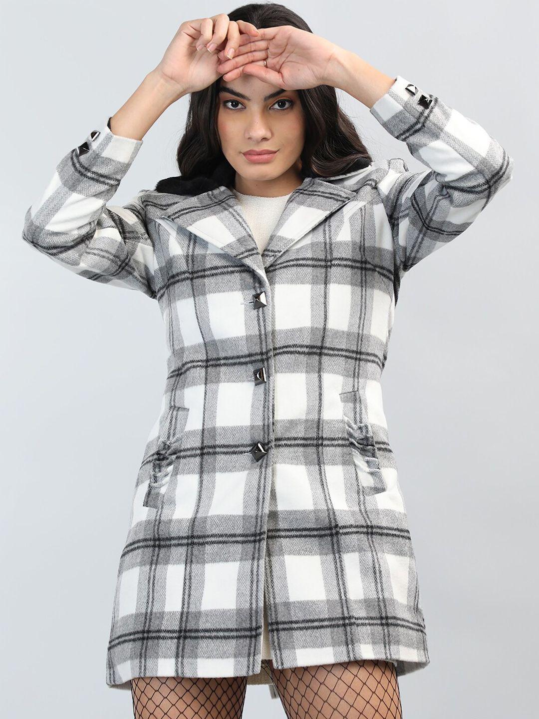 chemistry women grey checked woollen fashion jacket