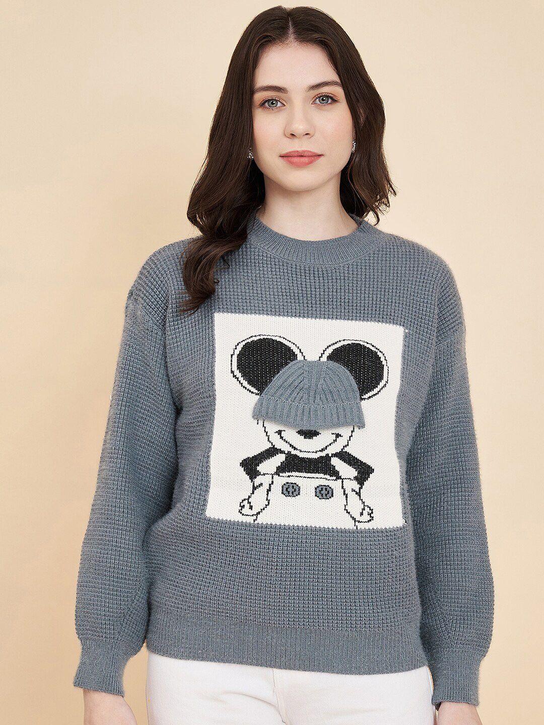 chemistry women grey humour and comic printed woollen pullover