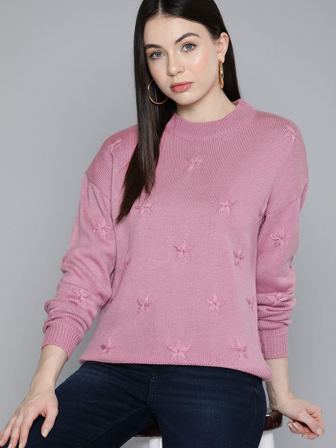 chemistry women pink floral pullover