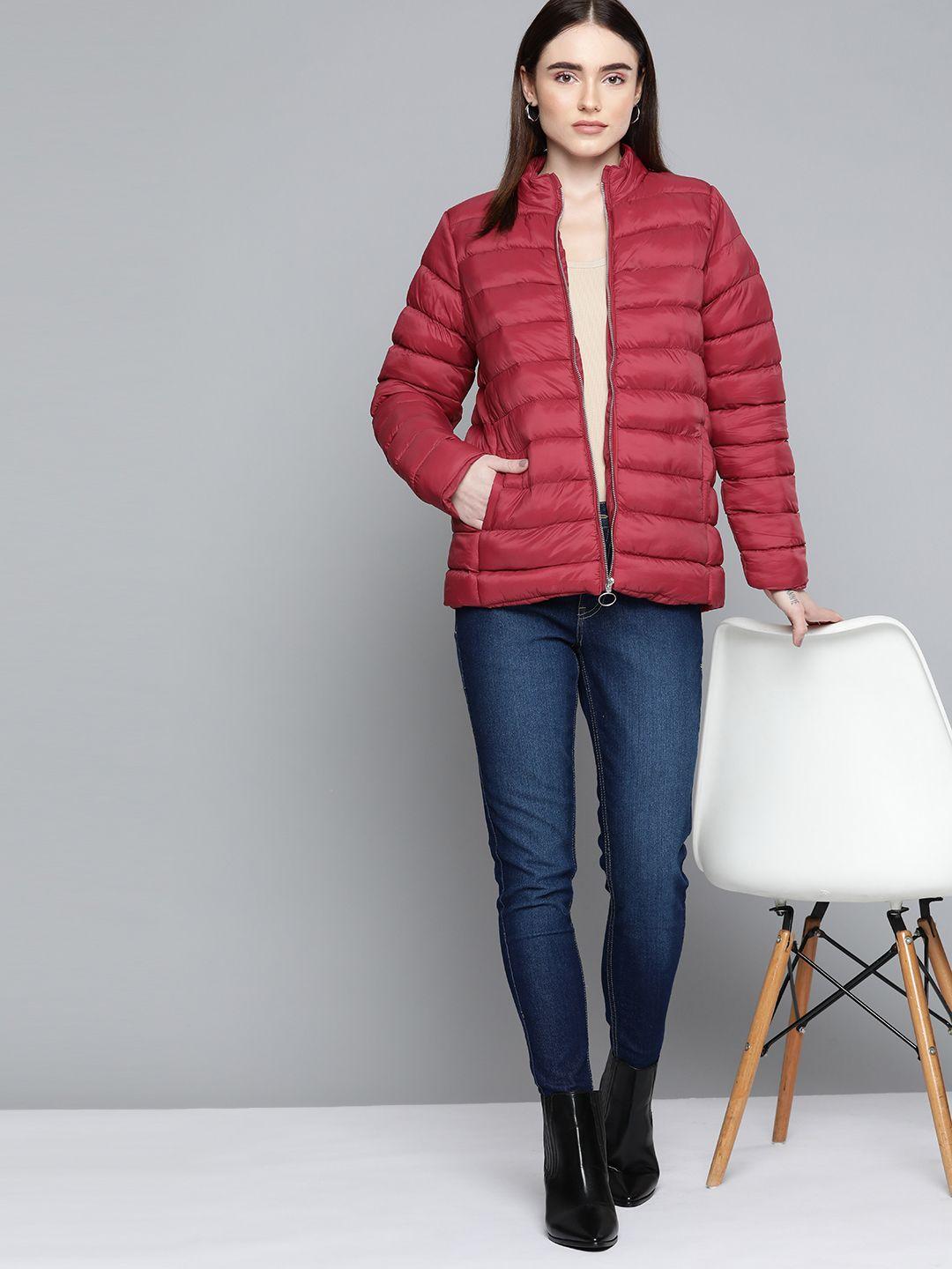 chemistry women red solid puffer jacket