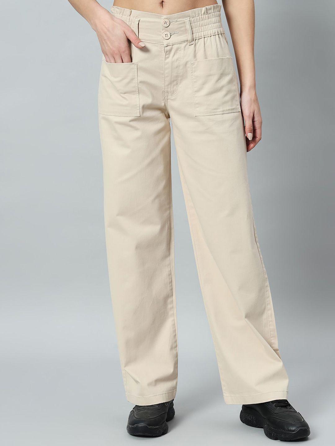 chemistry women relaxed straight fit easy wash trousers