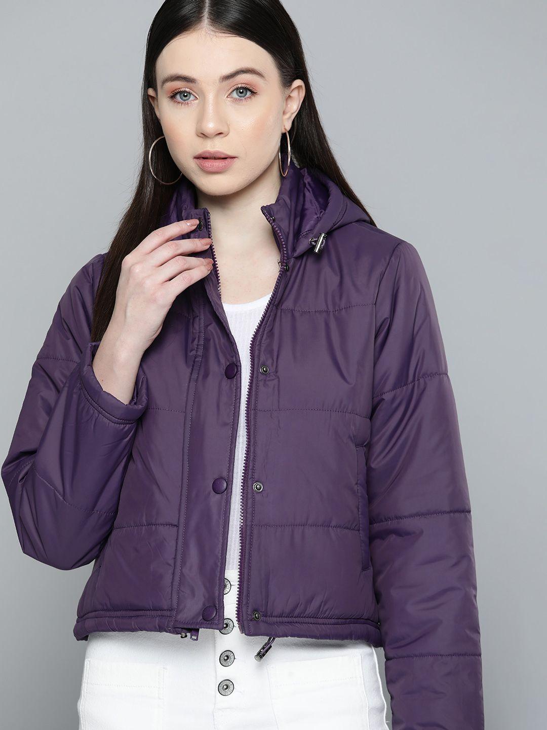 chemistry women solid hooded padded jacket