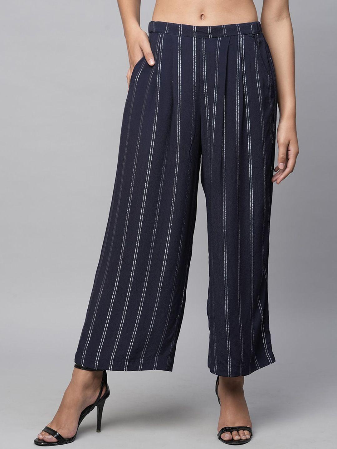 chemistry women striped straight fit parallel trousers