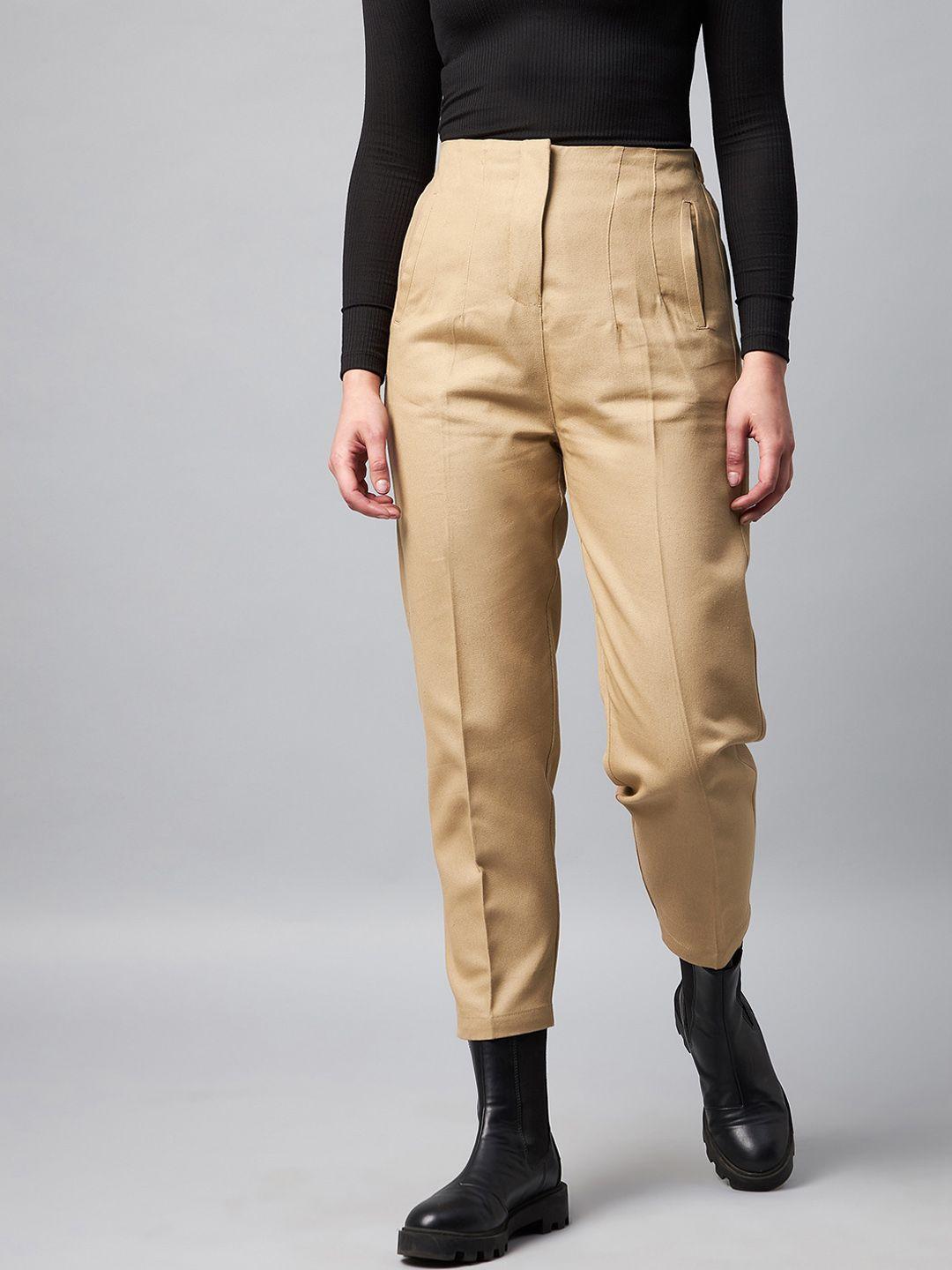 chemistry women tapered fit high-rise pure cototn trousers